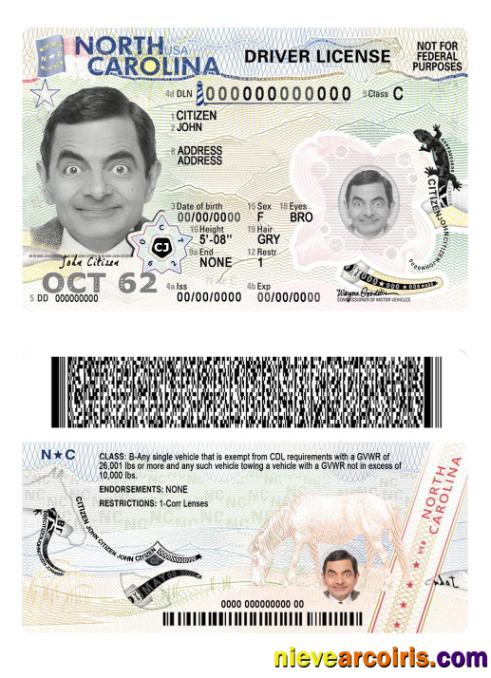 USA North Carolina driving license 2024-present